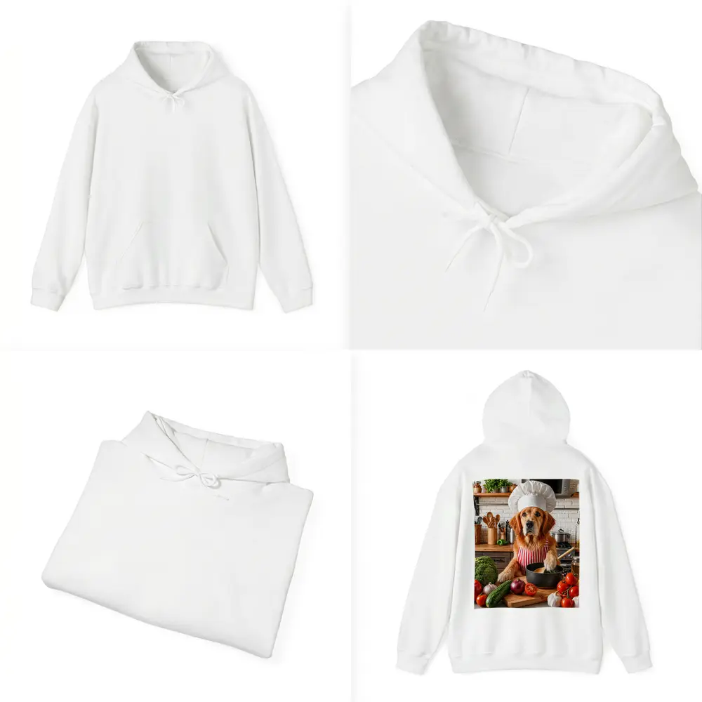 Golden Retriever Chef Cooking in Kitchen – Hoodies