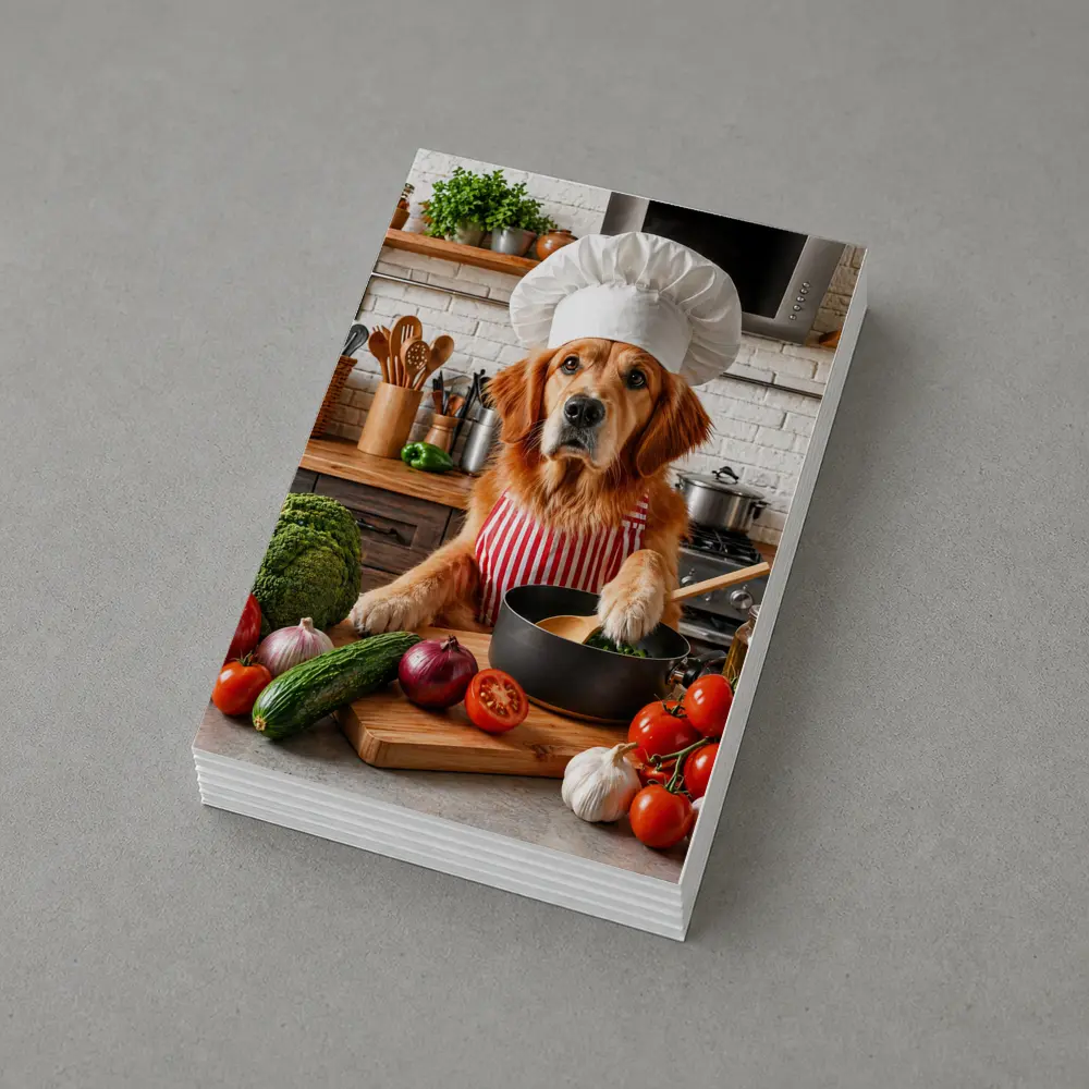 Golden Retriever Chef Cooking in Kitchen – Postcards