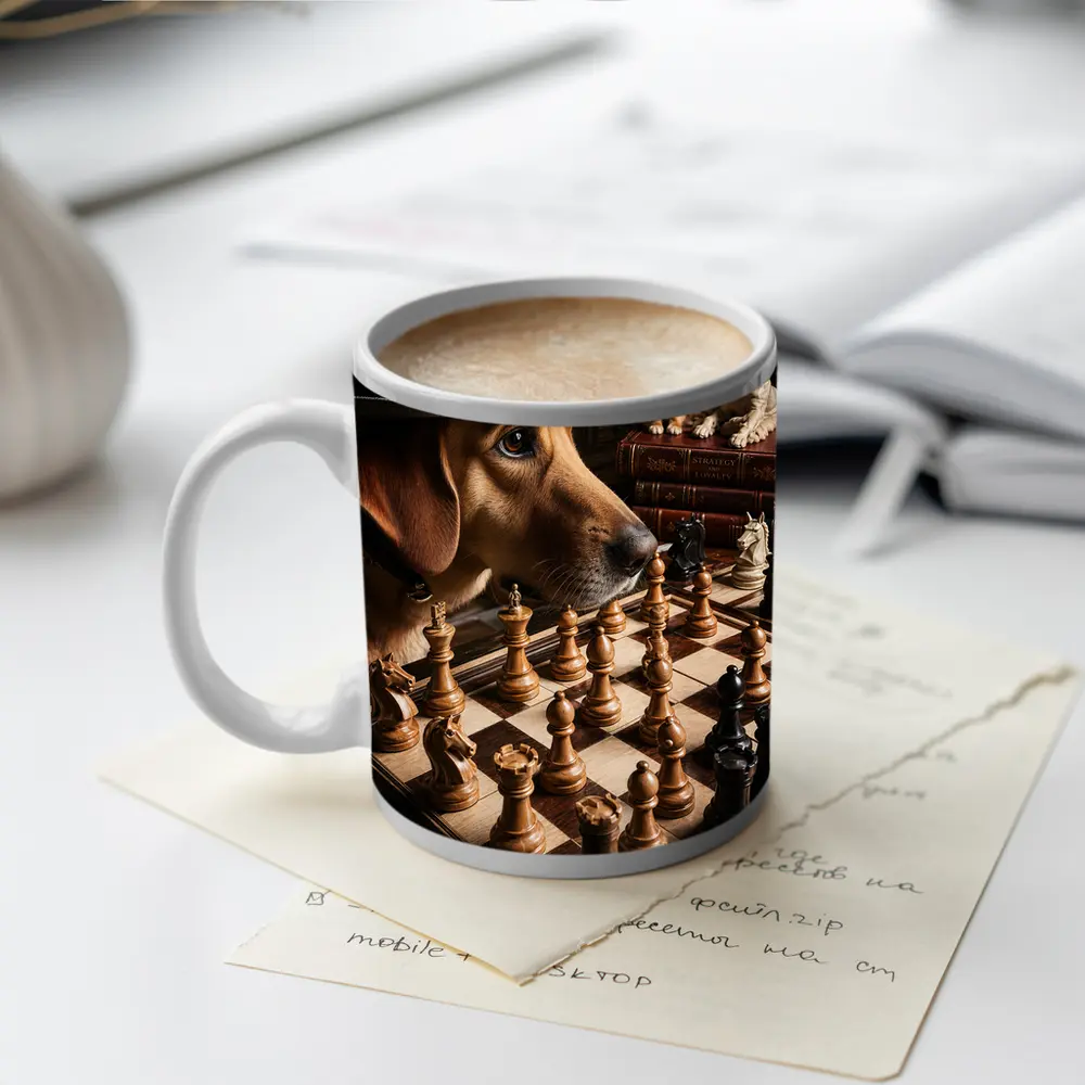 Labrador Dog Playing Chess With Hat – Mugs