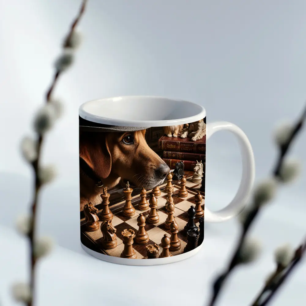 Labrador Dog Playing Chess With Hat – Mugs