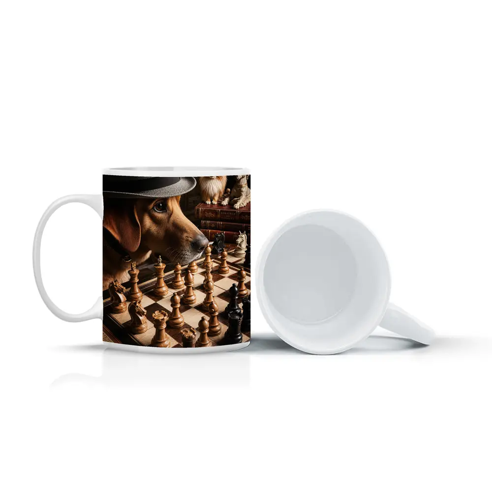 Labrador Dog Playing Chess With Hat – Mugs