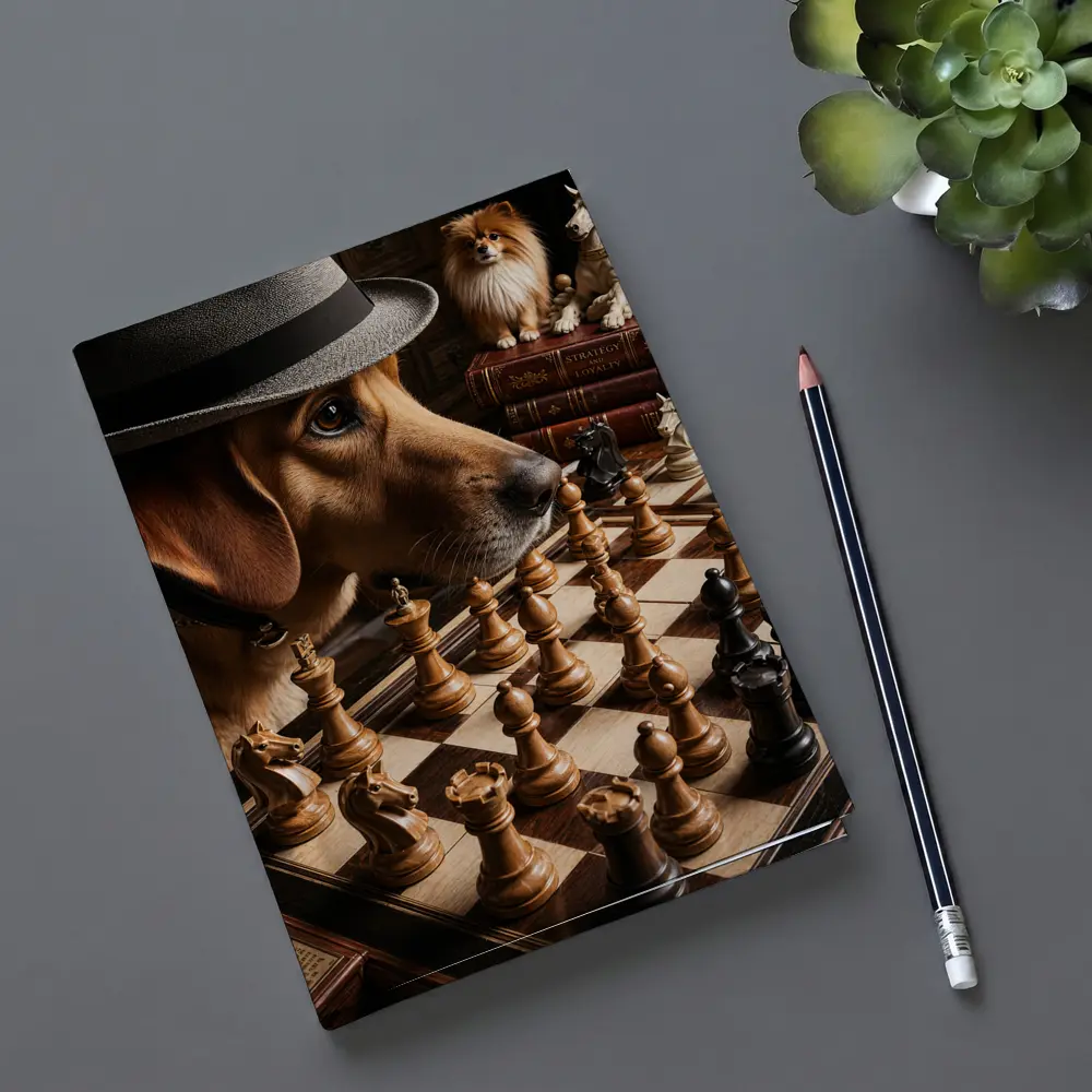 Labrador Dog Playing Chess With Hat – Notebooks