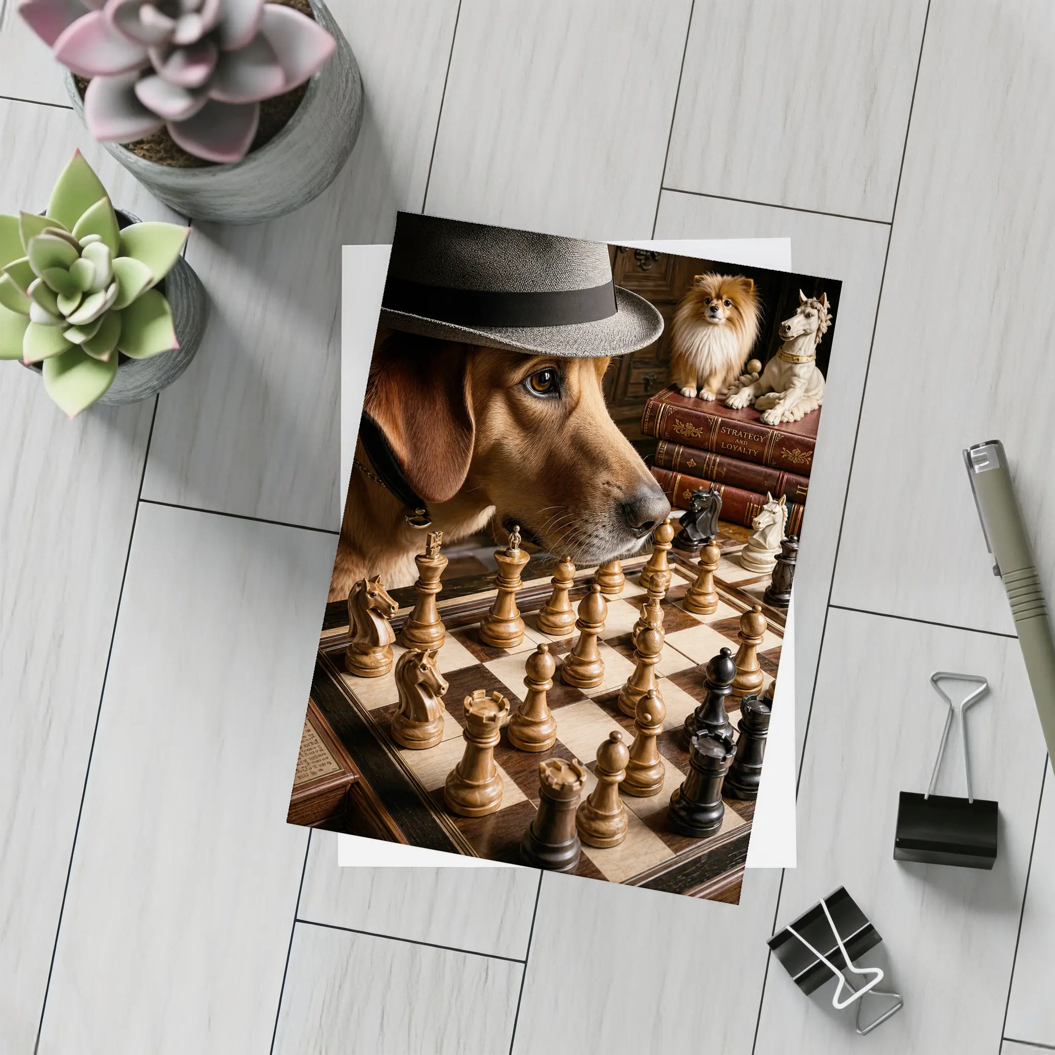 Labrador Dog Playing Chess With Hat – Postcards