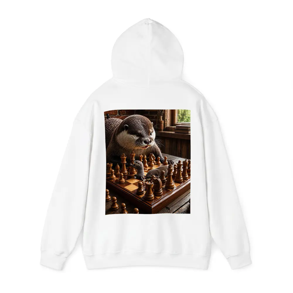 Otter Playing Chess On Wooden Table – Hoodies