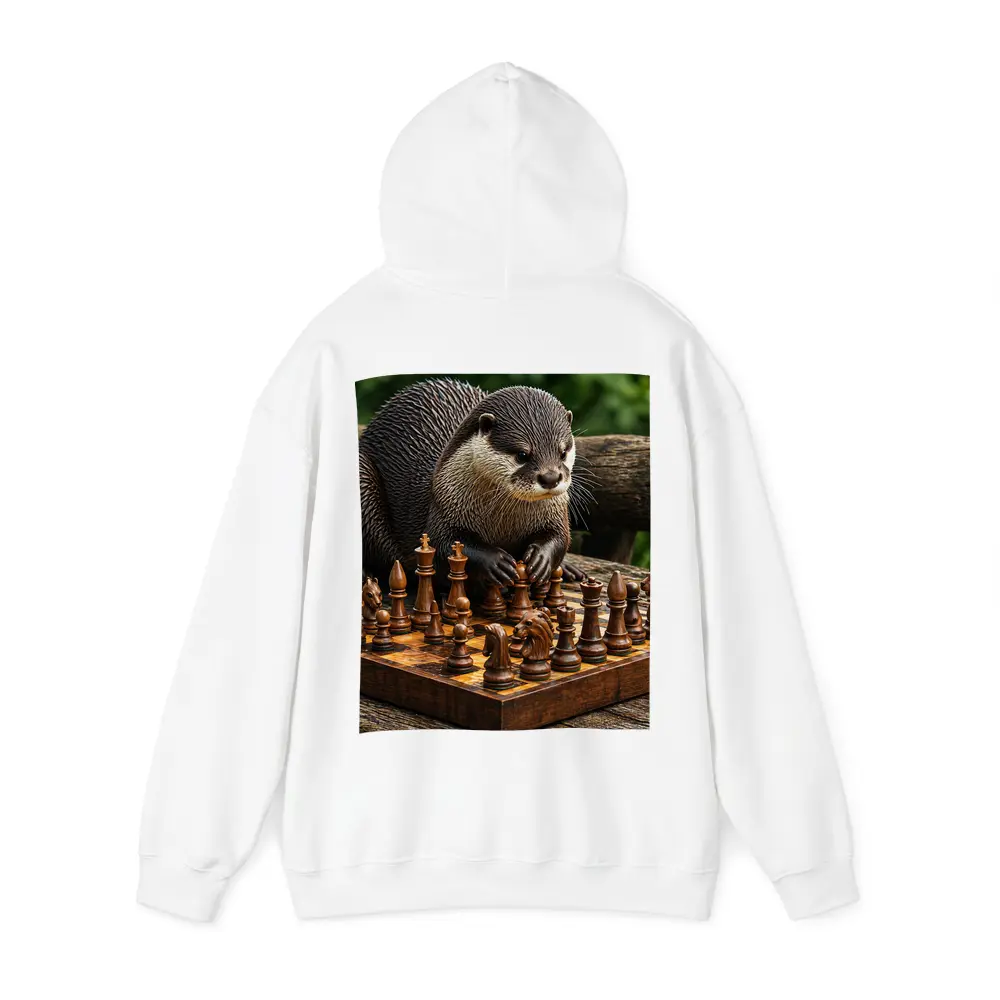 Otter Playing Chess On Wooden Board – Hoodies
