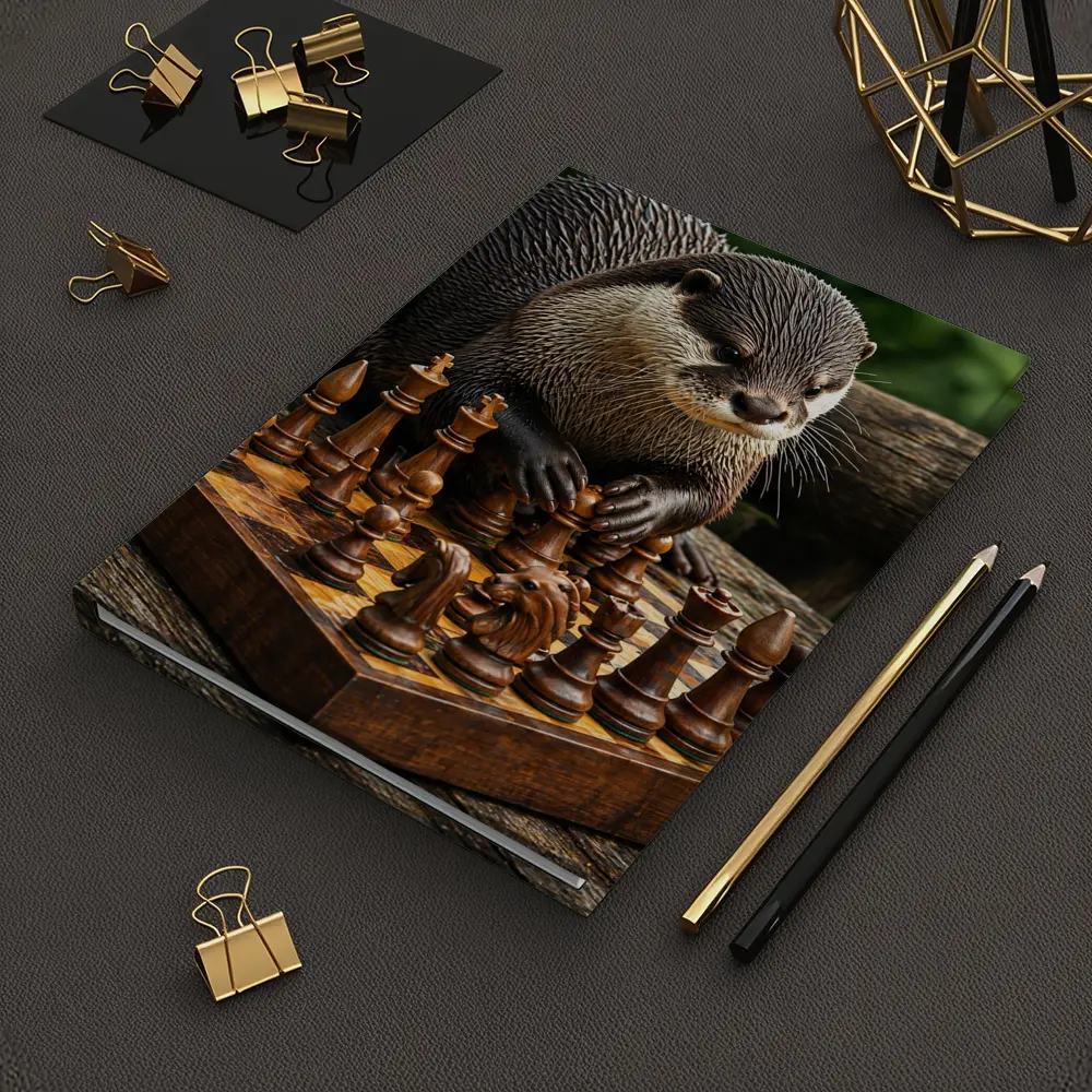 Otter Playing Chess On Wooden Board – Notebooks