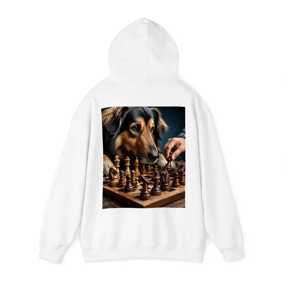 Dog Focused on Chess Board Game – Hoodies