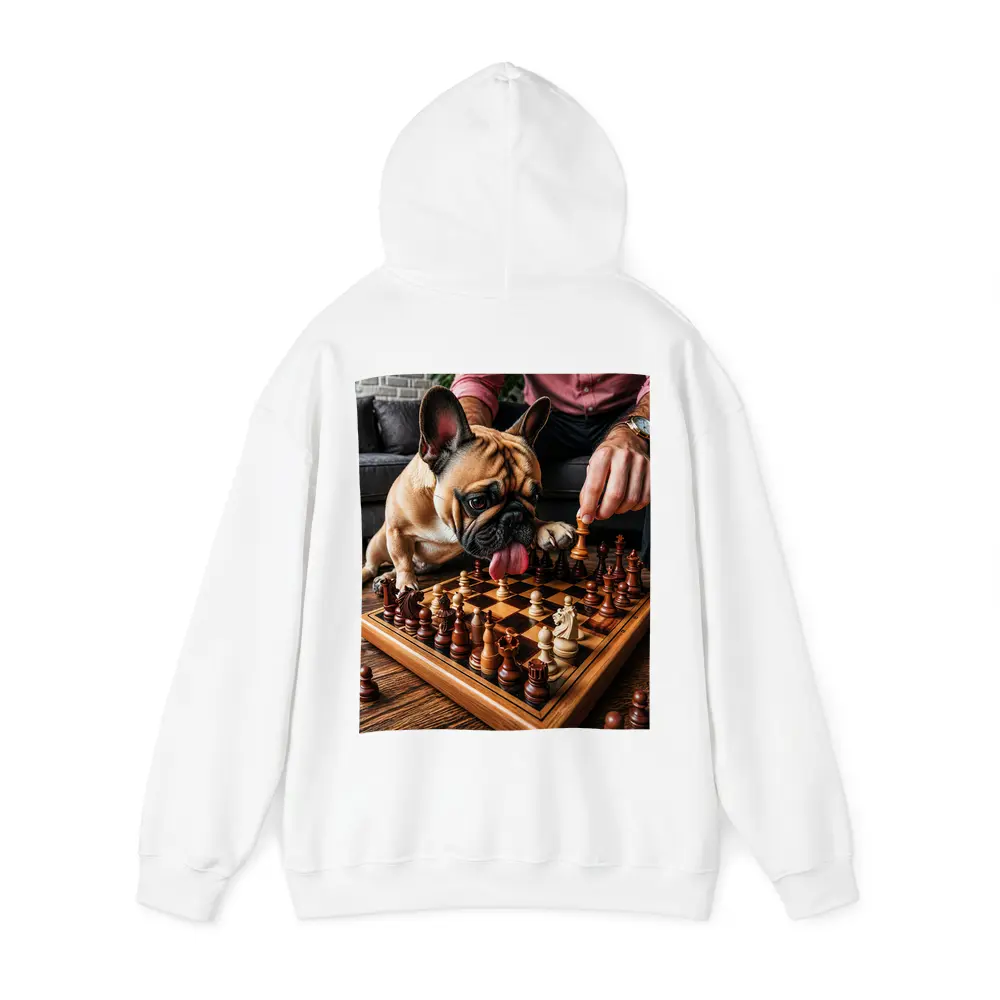 French Bulldog Playing Chess Indoor Setting – Hoodies