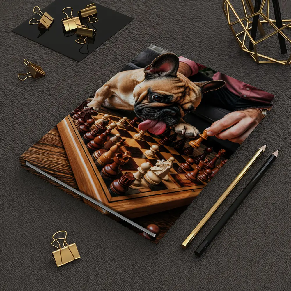 French Bulldog Playing Chess Indoor Setting – Notebooks
