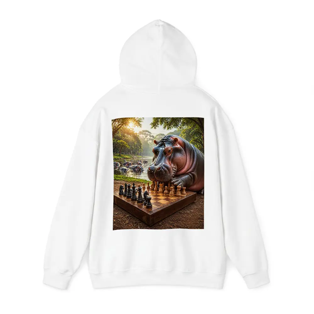 Hippopotamus Playing Chess In Jungle Park – Hoodies