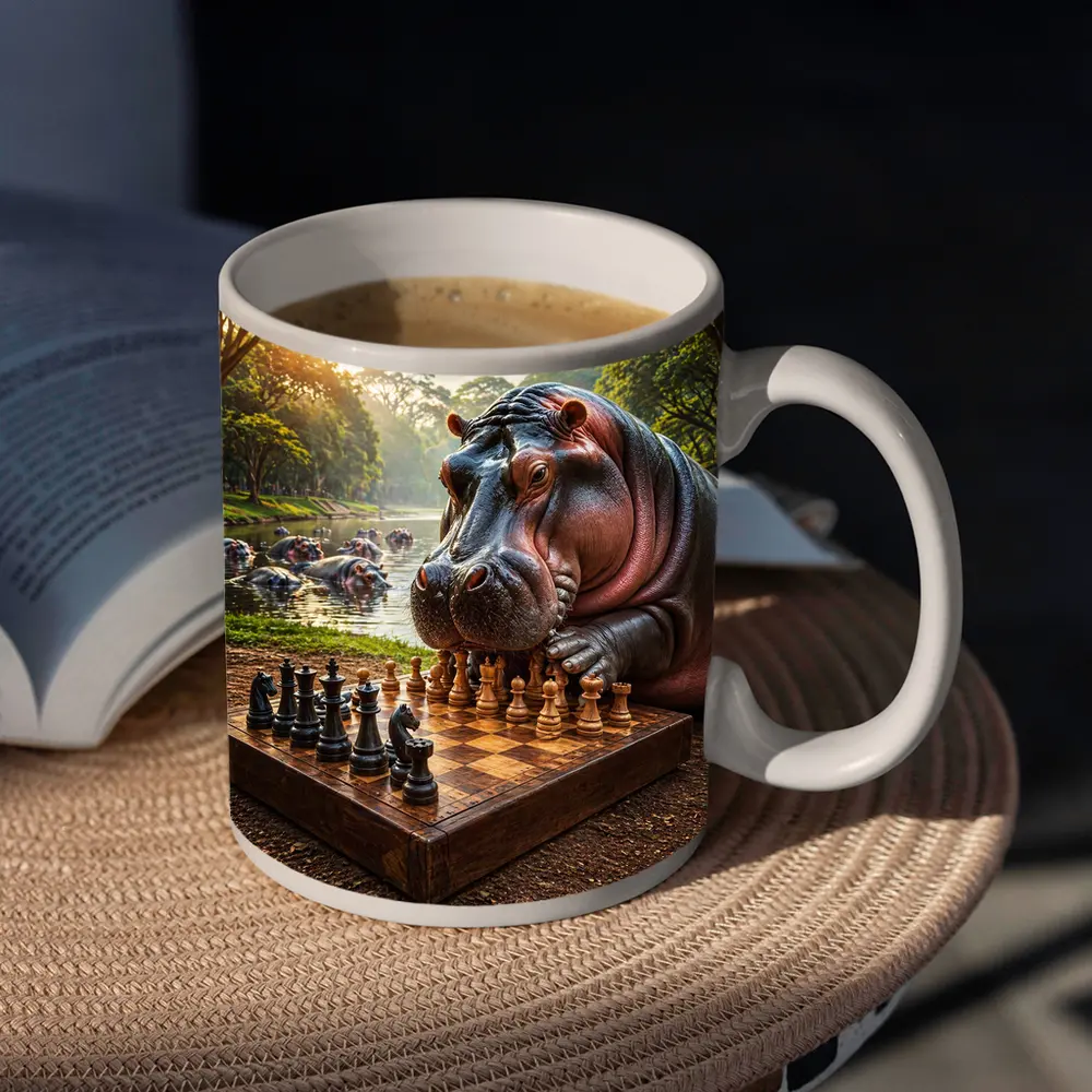 Hippopotamus Playing Chess In Jungle Park – Mugs