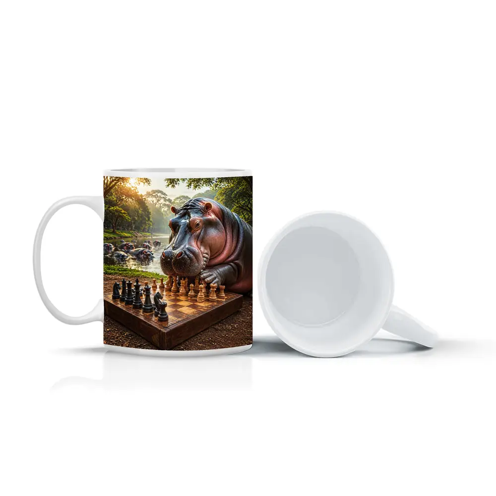 Hippopotamus Playing Chess In Jungle Park – Mugs