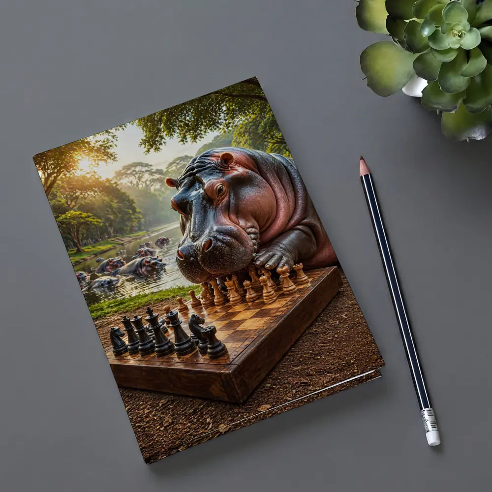 Hippopotamus Playing Chess In Jungle Park – Notebooks