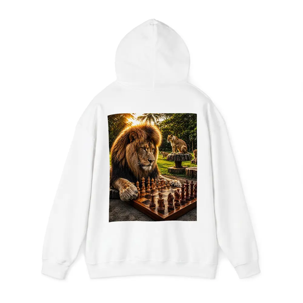 Lion Playing Chess in Tropical Park – Hoodies