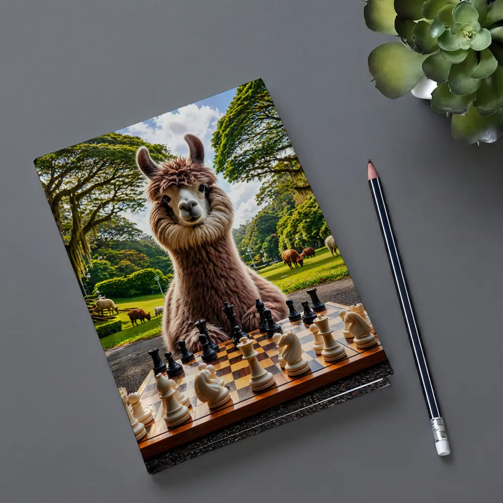 Llama Playing Chess in Green Park – Notebooks