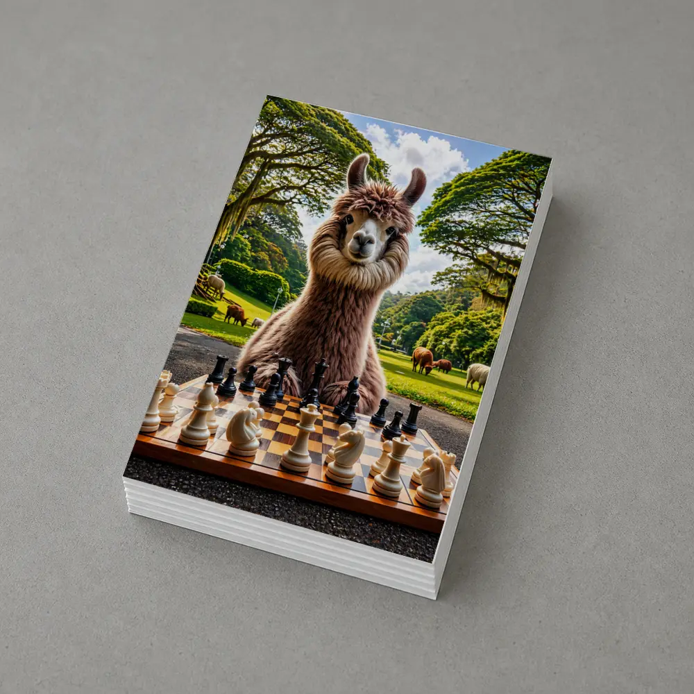 Llama Playing Chess in Green Park – Postcards