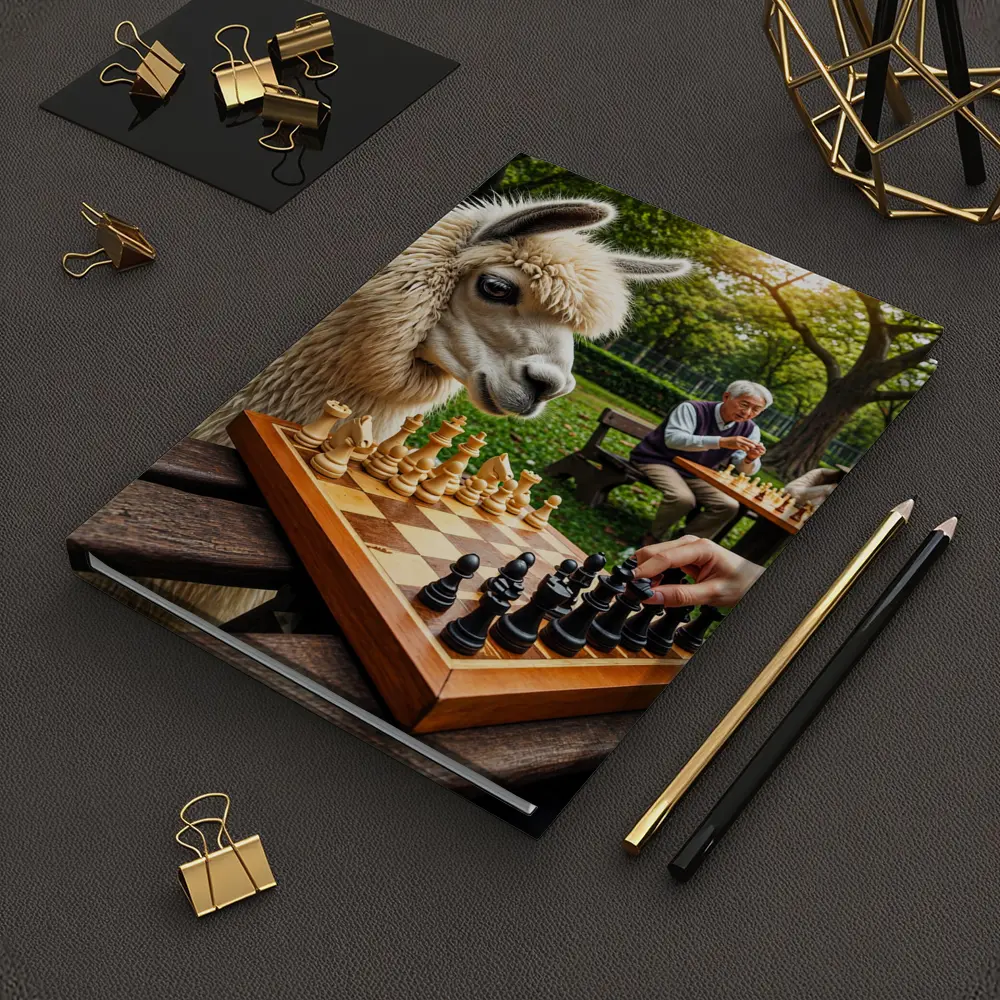 Llama Playing Chess In Green Park – Notebooks