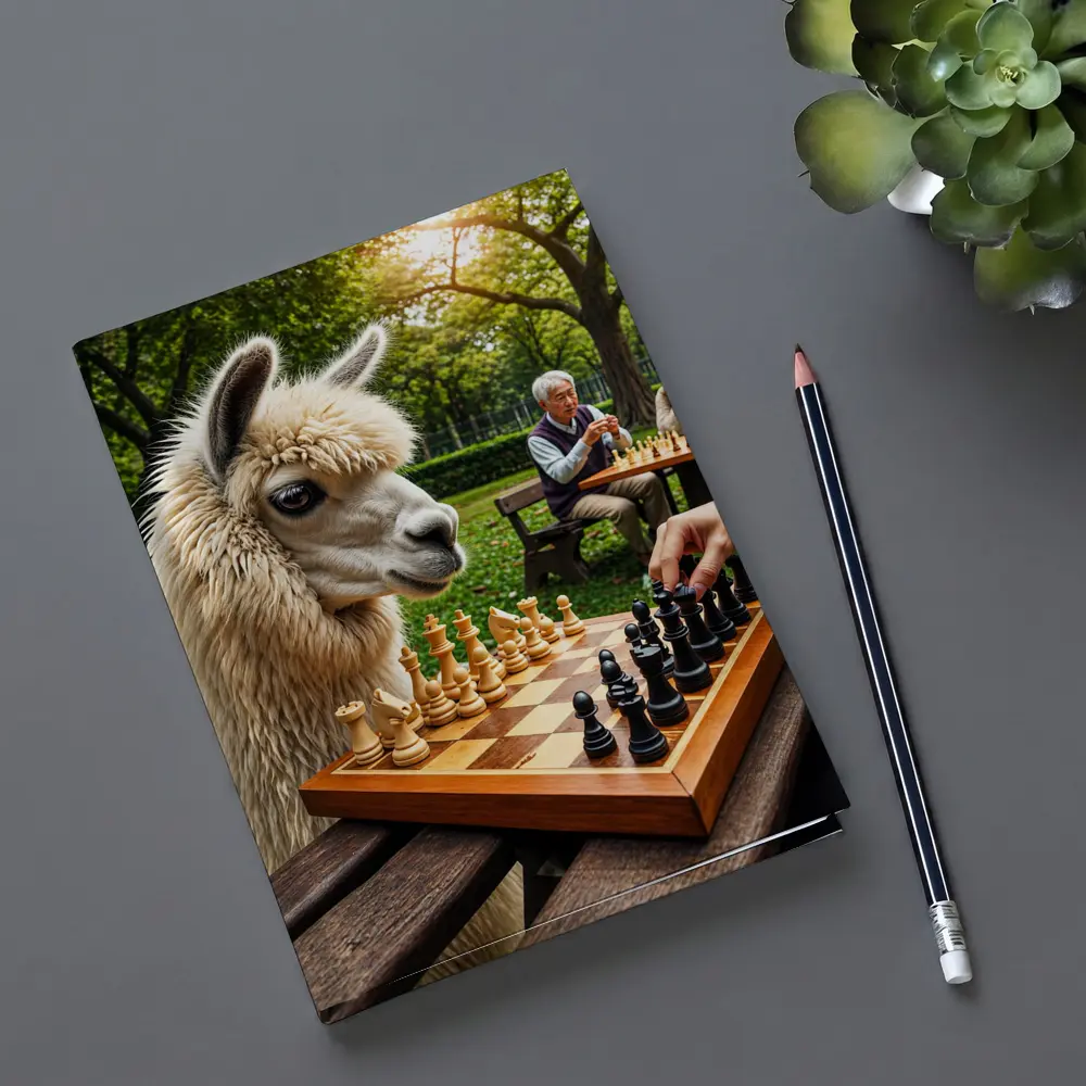 Llama Playing Chess In Green Park – Notebooks
