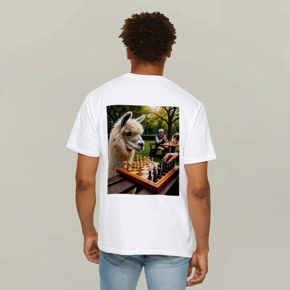 Llama Playing Chess In Green Park – T-Shirts