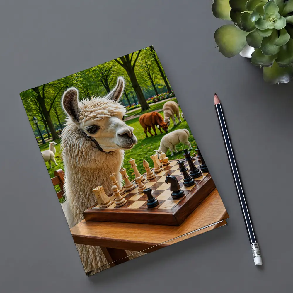 Llama Playing Chess In Green Park – Notebooks