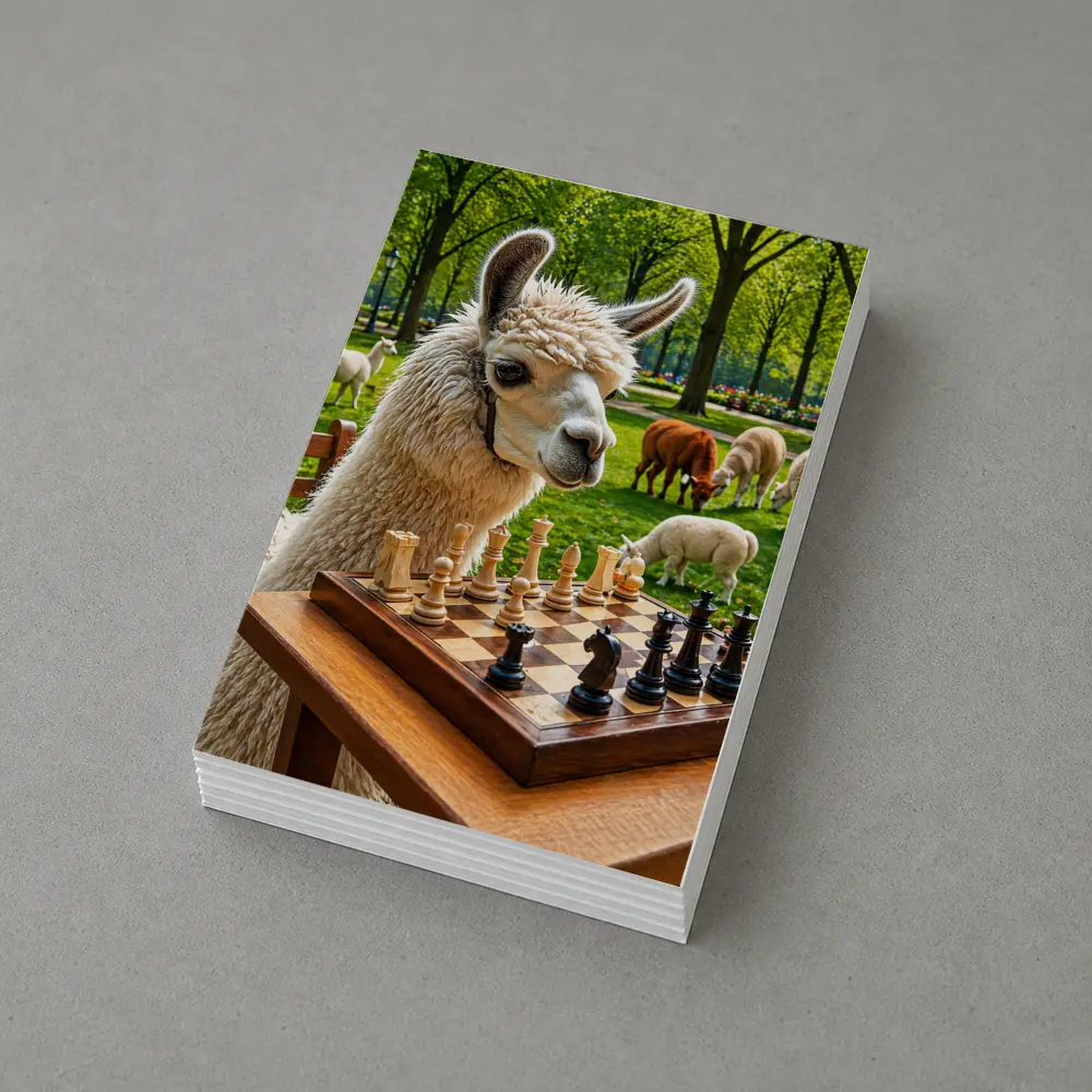 Llama Playing Chess In Green Park – Postcards