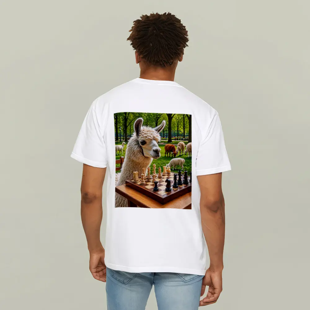 Llama Playing Chess In Green Park – T-Shirts