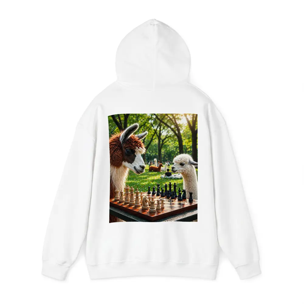 Alpaca Llamas Playing Chess in Park – Hoodies