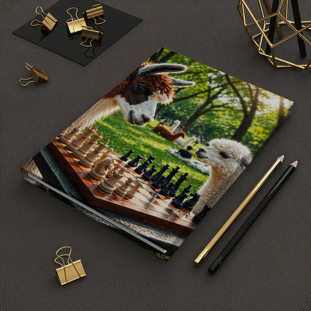 Alpaca Llamas Playing Chess in Park – Notebooks
