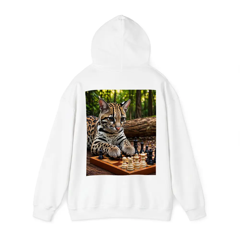 Ocelot Playing Chess In Forest – Hoodies