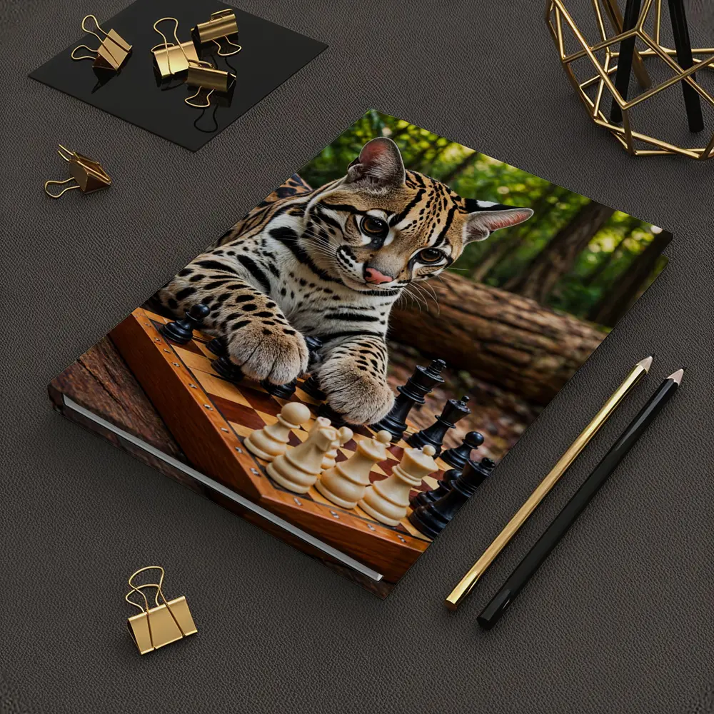 Ocelot Playing Chess In Forest – Notebooks