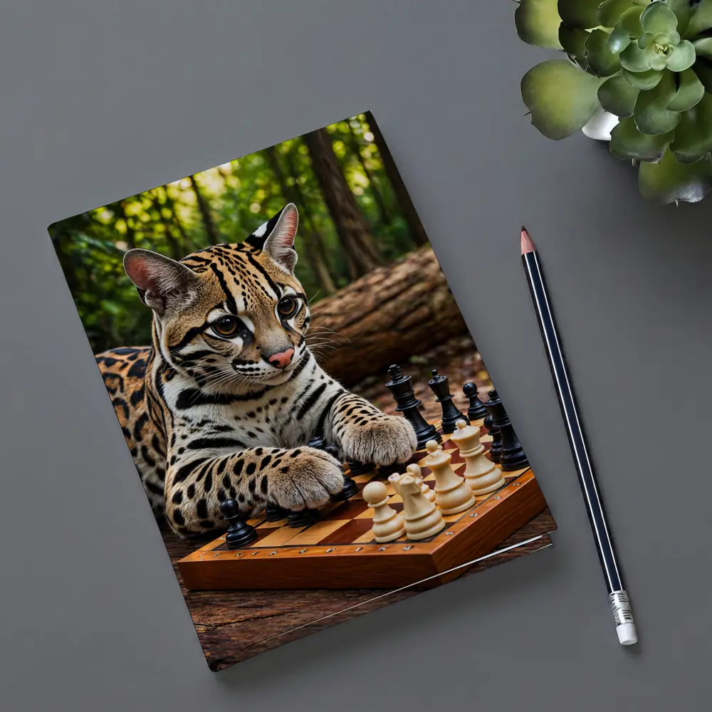 Ocelot Playing Chess In Forest – Notebooks