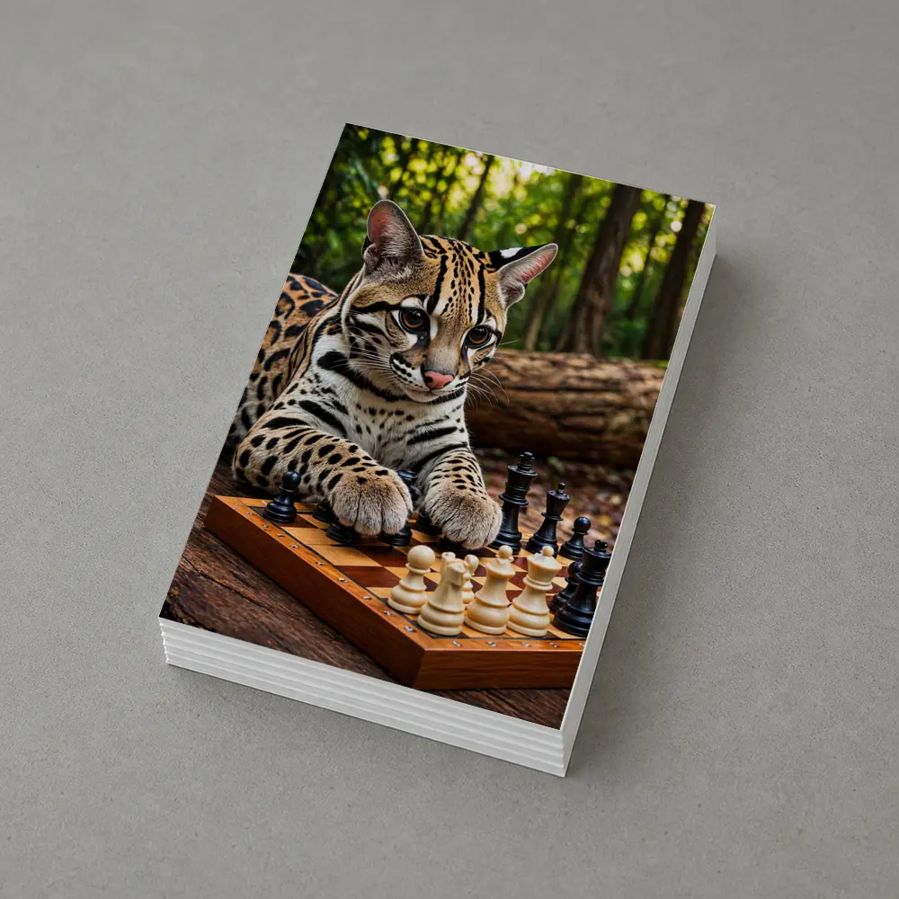 Ocelot Playing Chess In Forest – Postcards