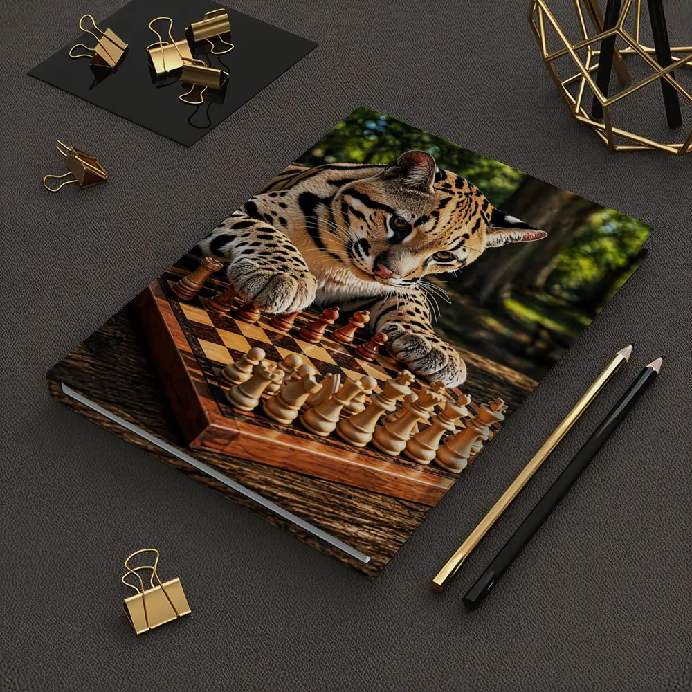 Ocelot Playing Chess In Sunny Park – Notebooks