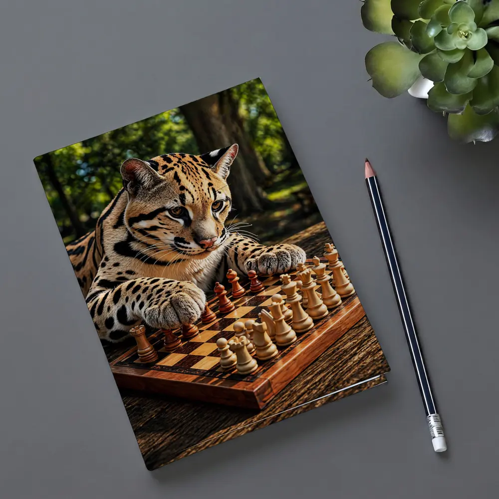 Ocelot Playing Chess In Sunny Park – Notebooks