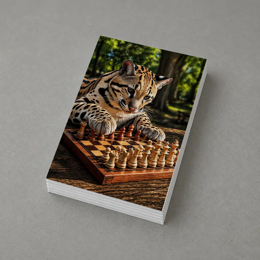 Ocelot Playing Chess In Sunny Park – Postcards
