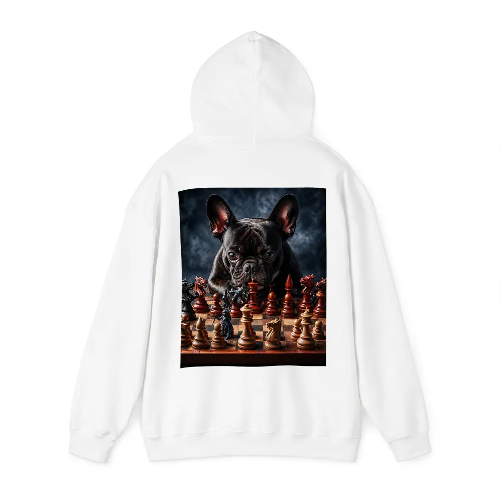 French Bulldog Playing Chess Dark Background – Hoodies