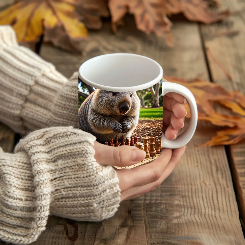 Wombat Playing Chess In Sunny Park – Mugs