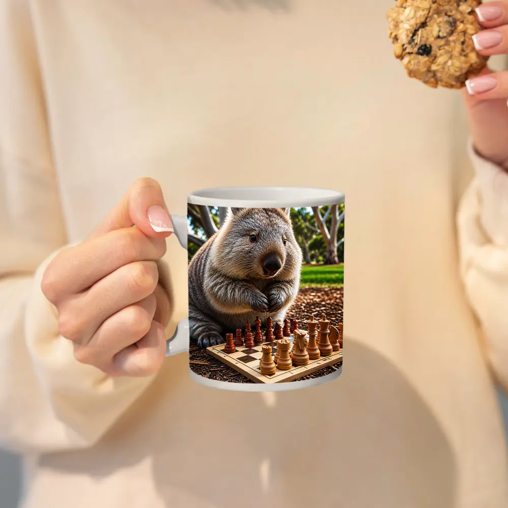 Wombat Playing Chess In Sunny Park – Mugs