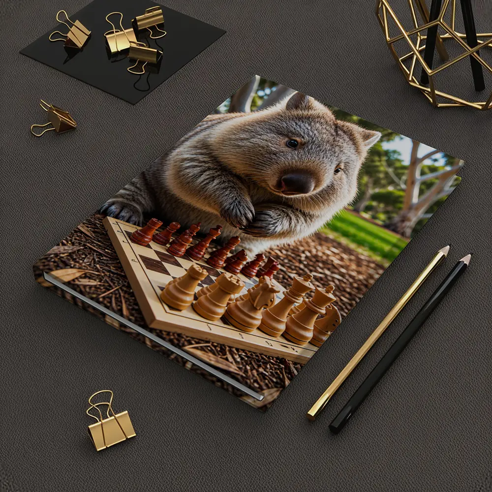 Wombat Playing Chess In Sunny Park – Notebooks