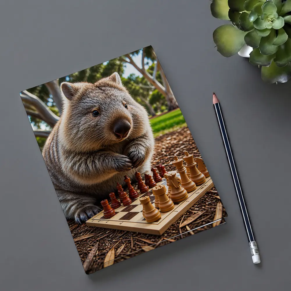 Wombat Playing Chess In Sunny Park – Notebooks