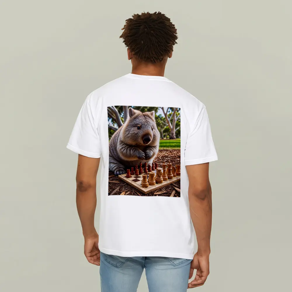 Wombat Playing Chess In Sunny Park – T-Shirts