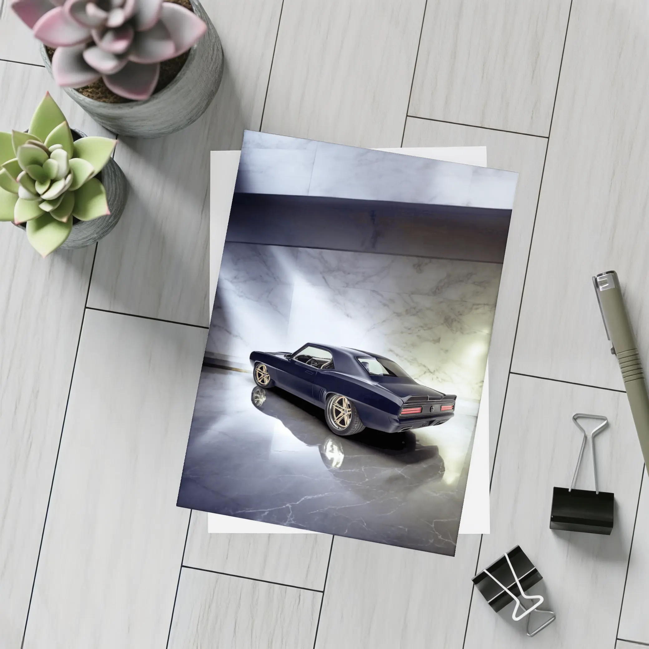 Dark Chevrolet Camaro Classic Muscle Car Marble – Postcards