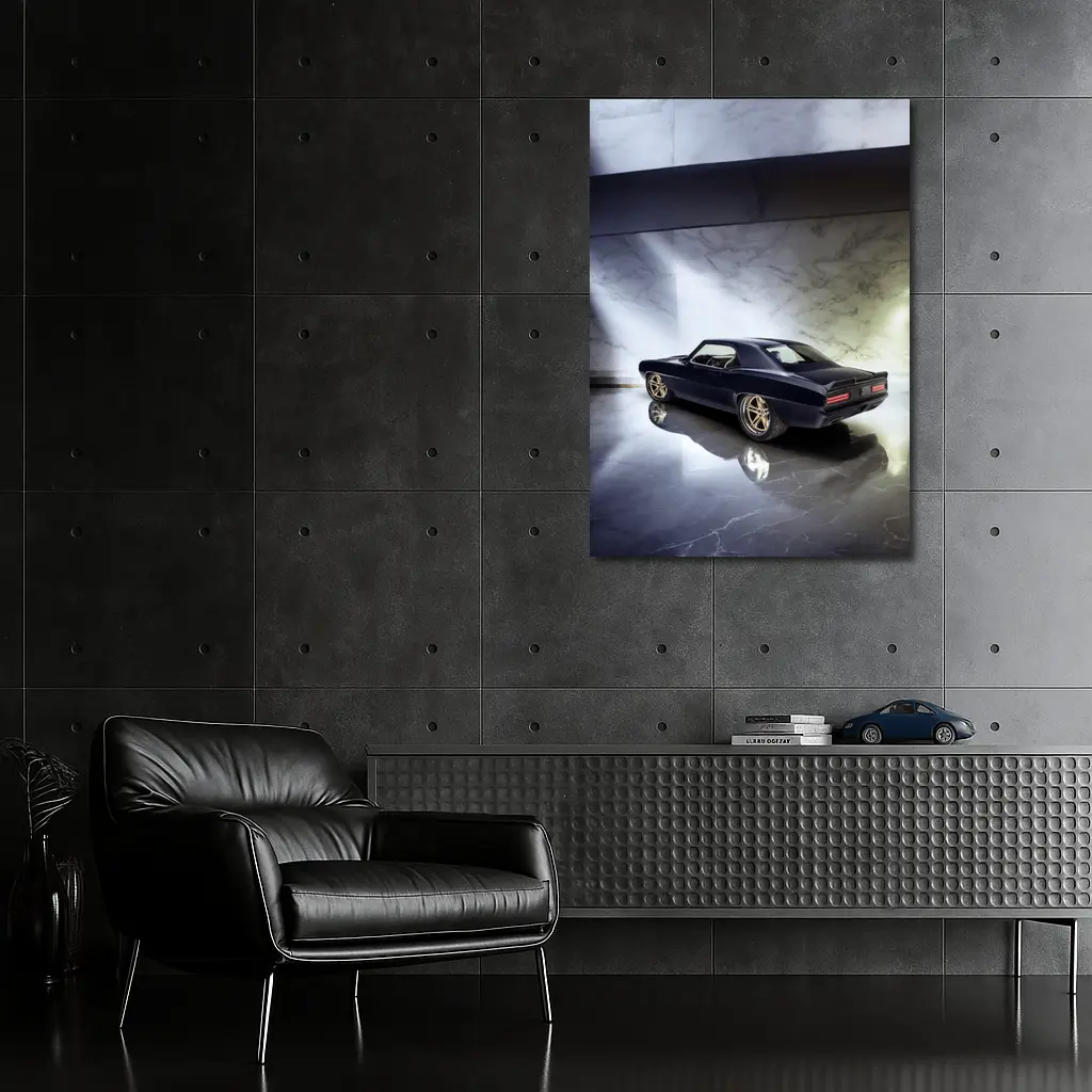 Dark Chevrolet Camaro Classic Muscle Car Marble – Wall Art