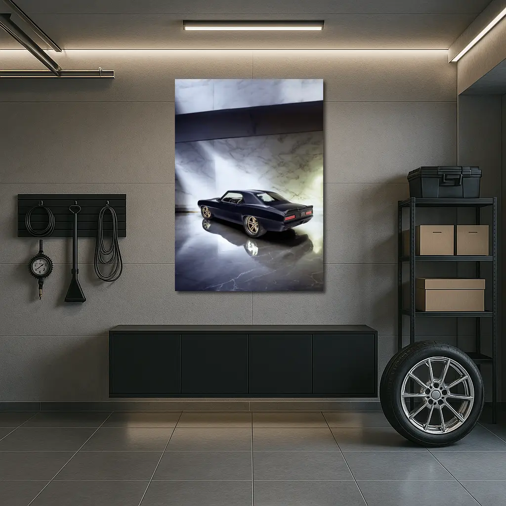 Dark Chevrolet Camaro Classic Muscle Car Marble – Wall Art