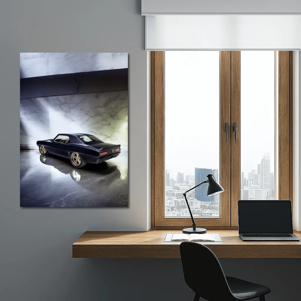 Dark Chevrolet Camaro Classic Muscle Car Marble – Wall Art