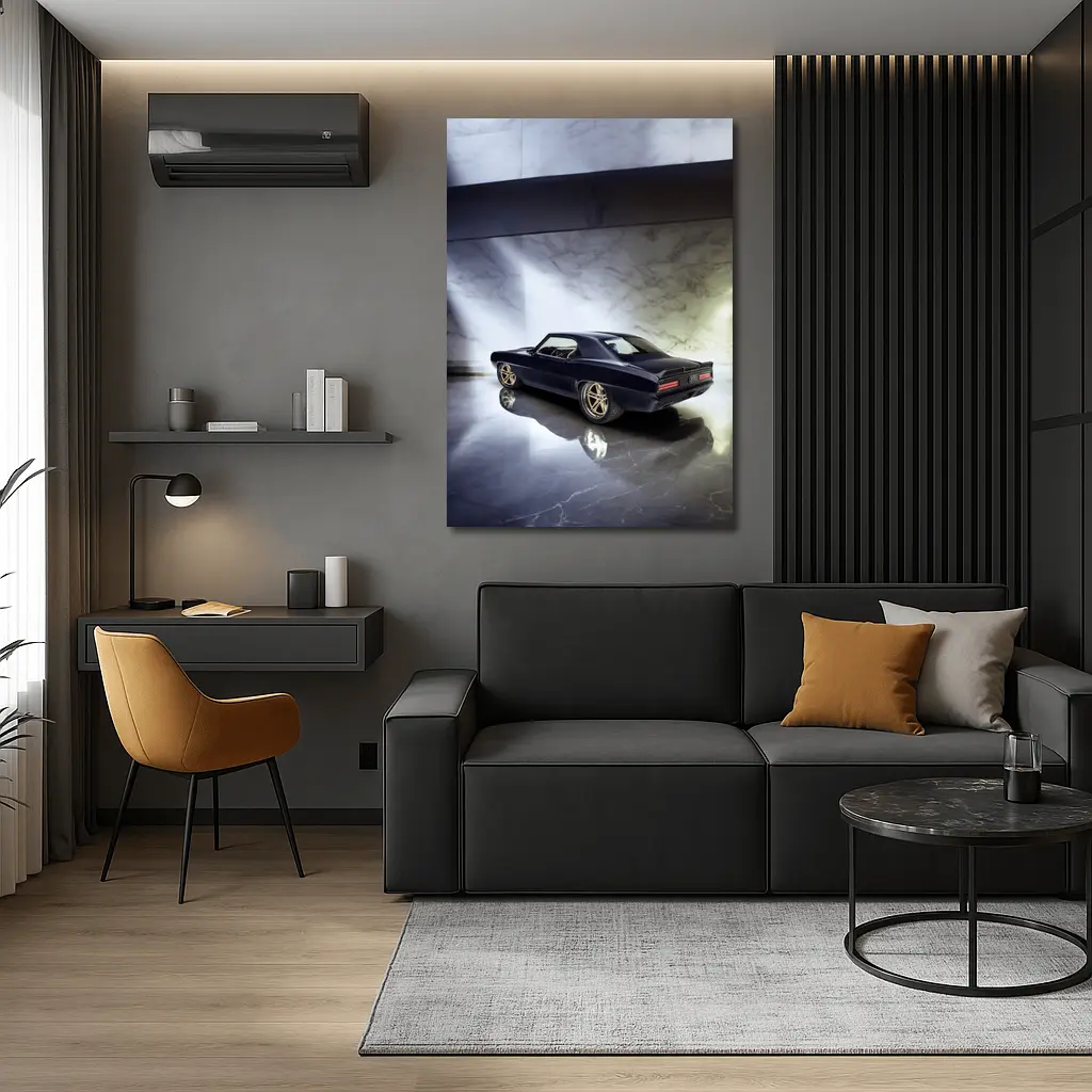 Dark Chevrolet Camaro Classic Muscle Car Marble – Wall Art