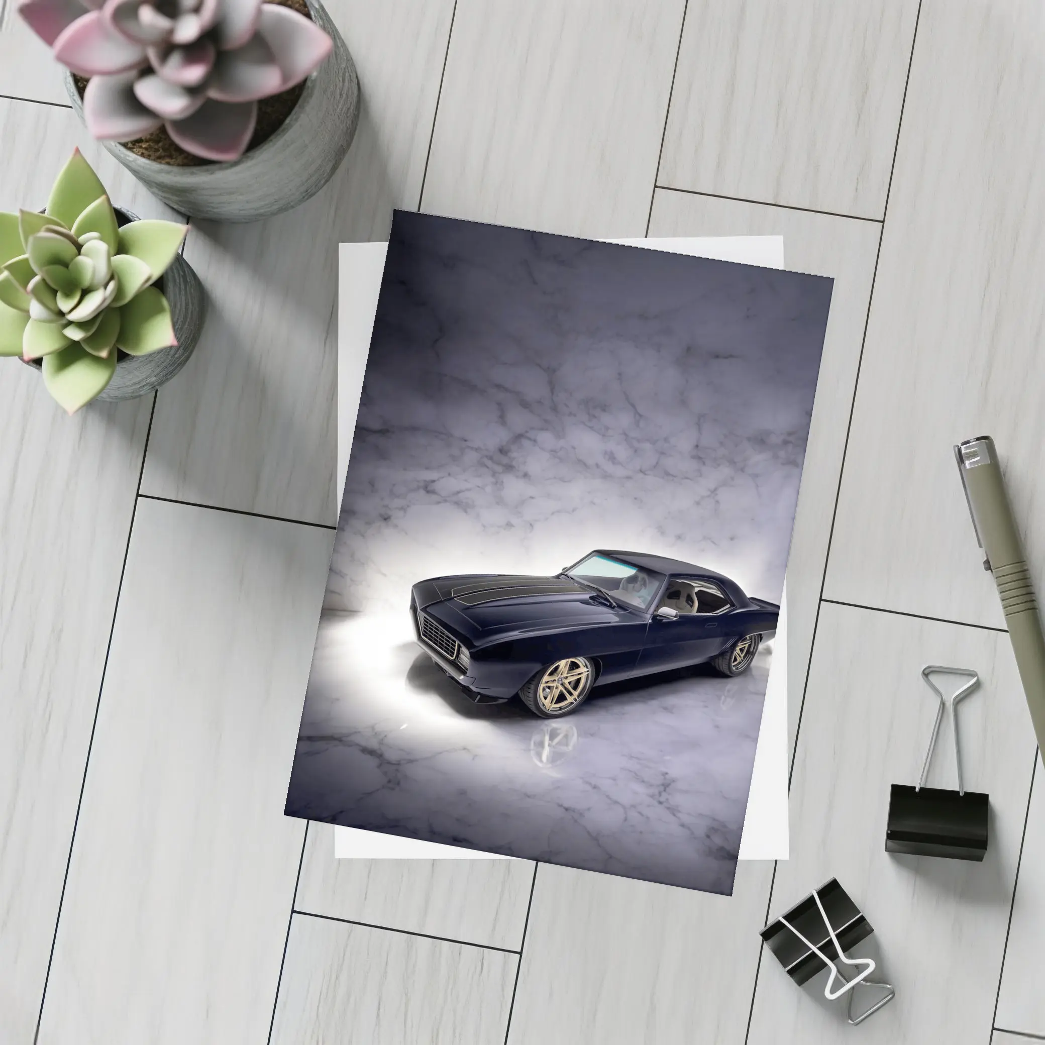 1969 Chevrolet Camaro Dark Blue Marble Studio – Postcards