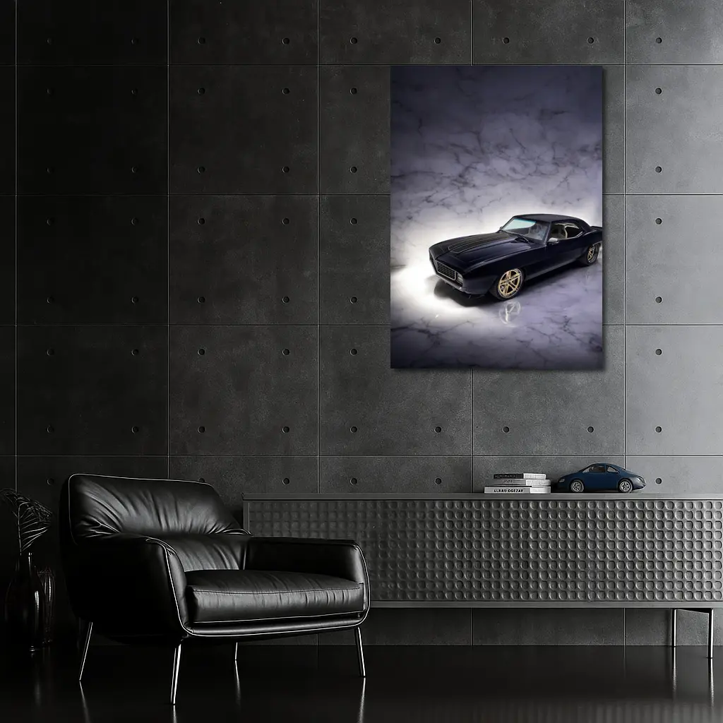1969 Chevrolet Camaro Dark Blue Marble Studio – Wall Art
