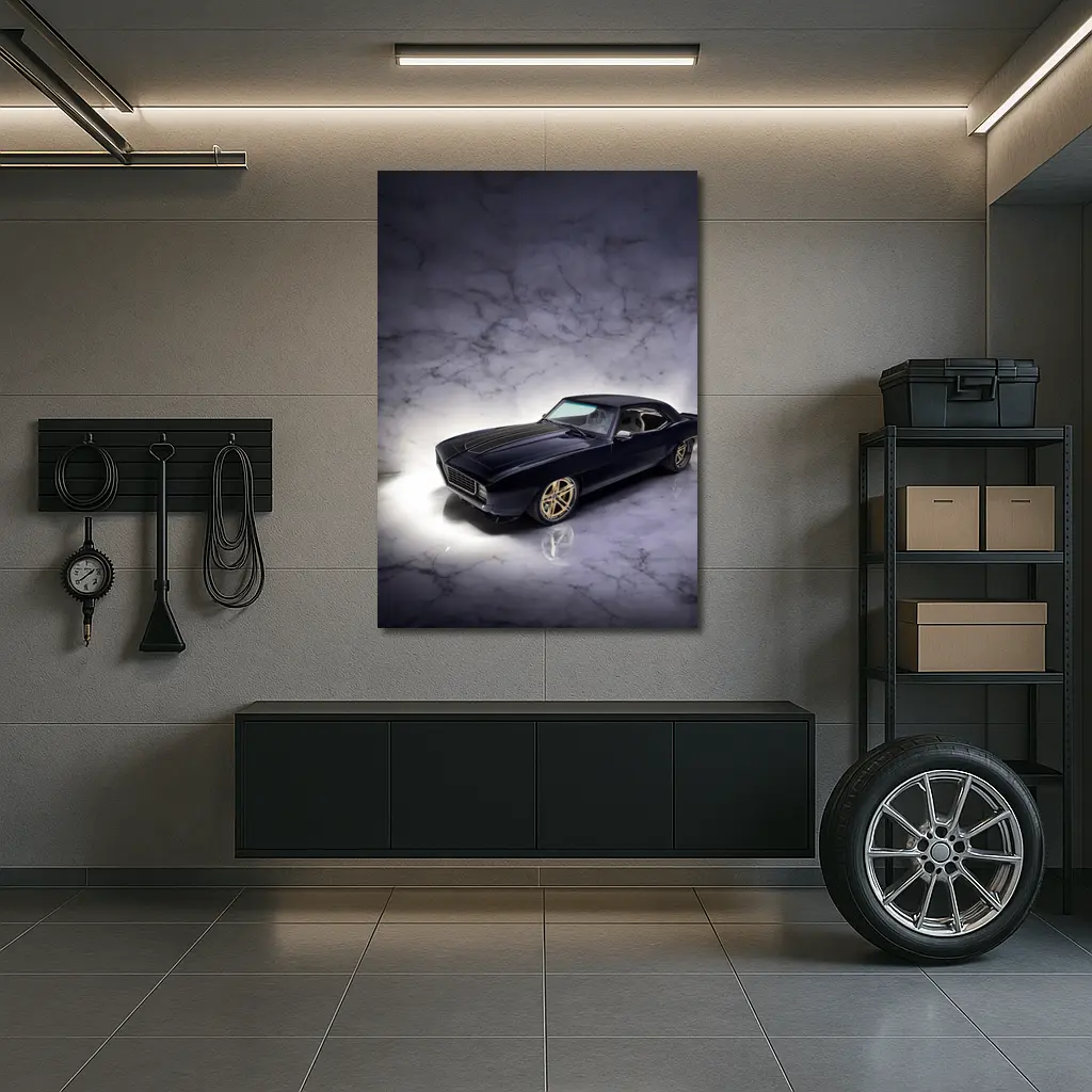 1969 Chevrolet Camaro Dark Blue Marble Studio – Wall Art