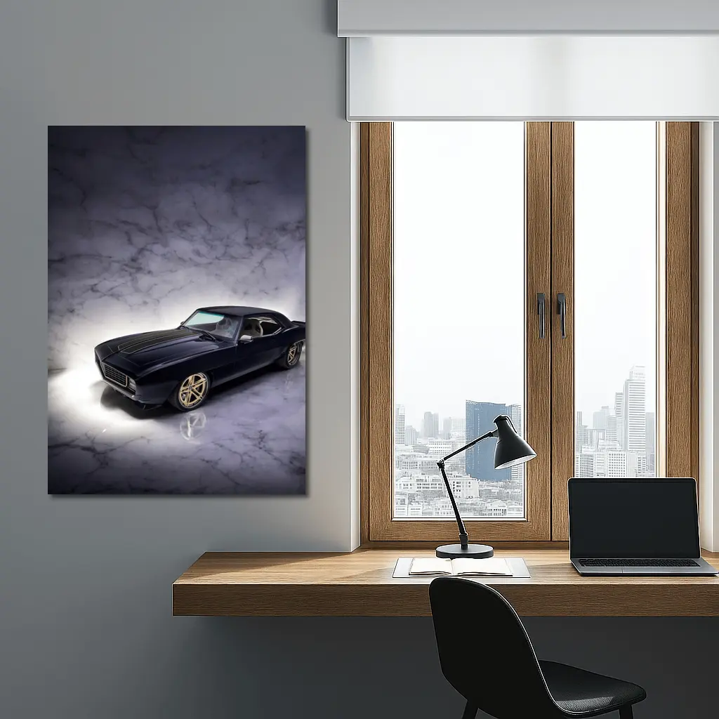1969 Chevrolet Camaro Dark Blue Marble Studio – Wall Art